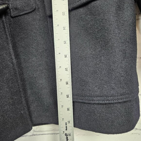 Gap Wool Blend Hooded Duffle Pea Coat Womens M Navy Black Winter Heavy Warm - Picture 13 of 16